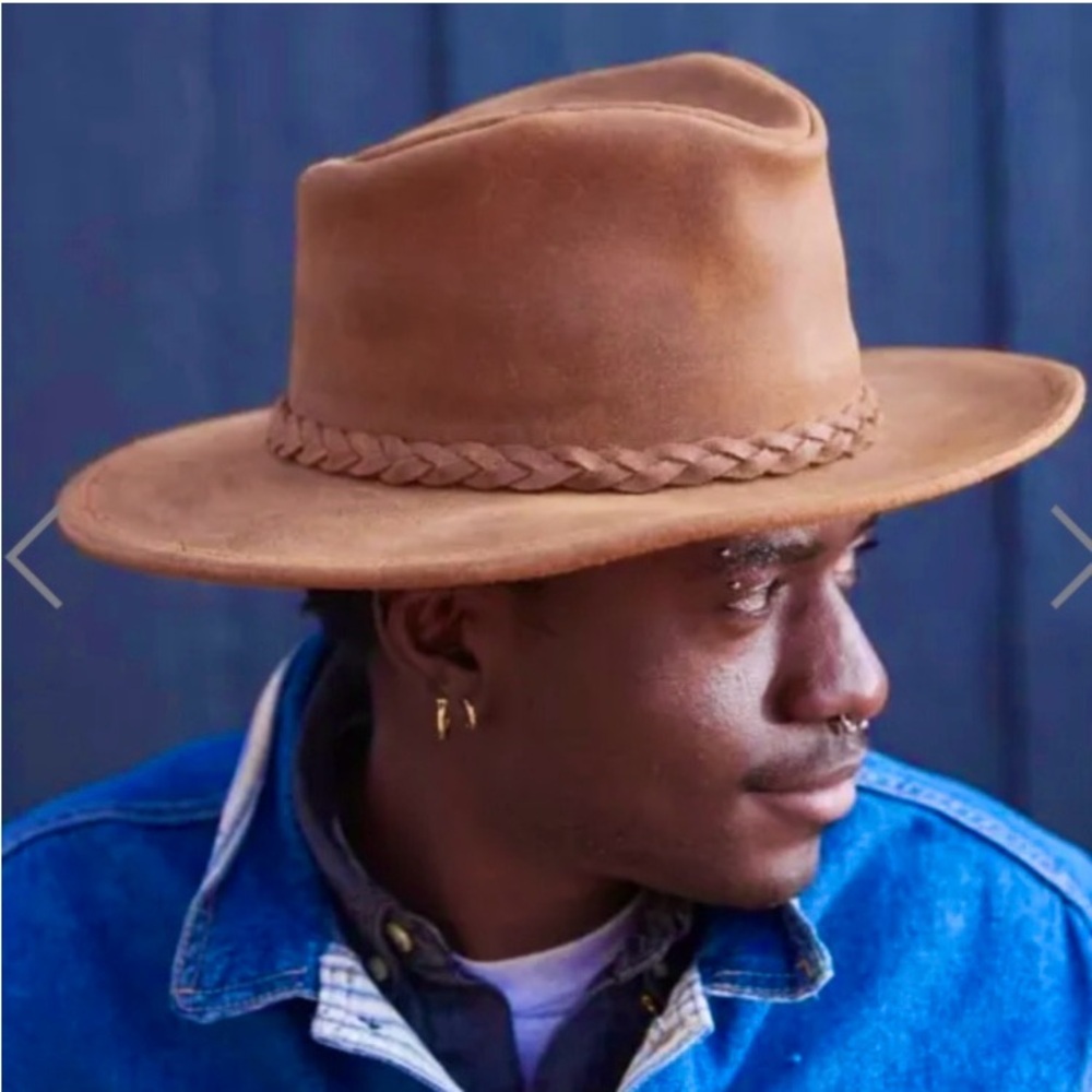 Minnetonka brown oiled leather outback hat boho western indie unisex XL - Picture 4 of 10